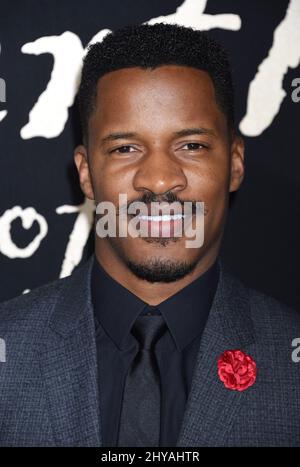 Nate Parker posiert bei der Premiere des Films „The Birth of a Nation“ am Mittwoch, den 21. September 2016, im Cinerama Dome in Los Angeles. Stockfoto