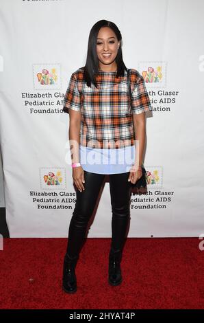 TIA Mowrey nimmt an dem jährlichen Familienfestival A Time for Heroes der Elizabeth Glaser Pediatric AIDS Foundation 27. in den Smashbox Studios Teil. Stockfoto