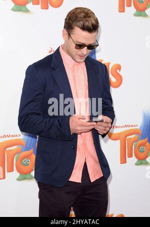 Justin Timberlake bei der Premiere von Trolls in Los Angeles Stockfoto