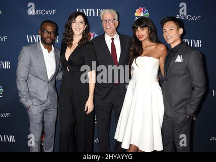 William Jackson Harper, D'Arcy Carden, Ted Danson, Jameela Jamil kommen bei der NBC an und Vanity Fair stoßen auf die TV-Saison 2016-2017 in Neuehouse Hollywood an Stockfoto