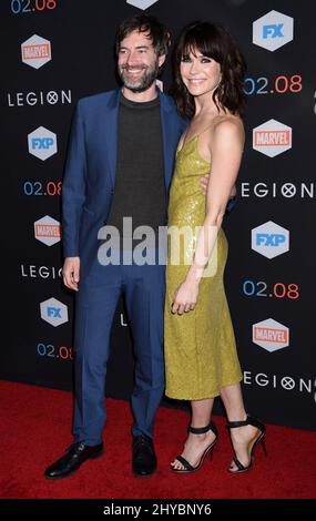 Katie Aselton und Mark Duplass kommen zur Serienpremiere von FX's ''Legion'', die am 26.. Januar 2017 im Pacific Design Center, Los Angeles, stattfand Stockfoto