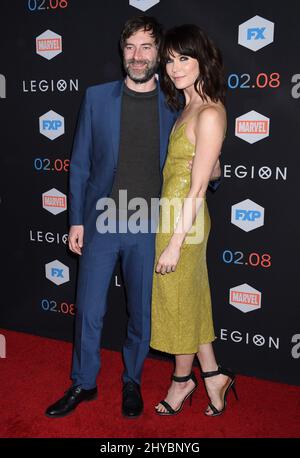 Katie Aselton und Mark Duplass kommen zur Serienpremiere von FX's ''Legion'', die am 26.. Januar 2017 im Pacific Design Center, Los Angeles, stattfand Stockfoto