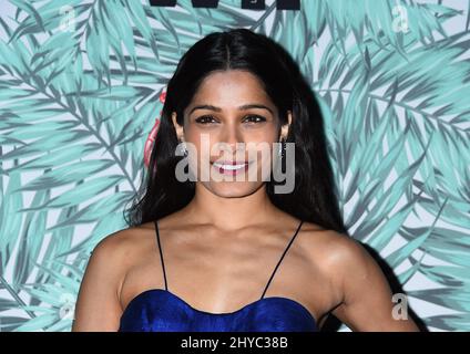 Freida Pinto nimmt an der zehnten jährlichen Women in Film Pre-Oscar Cocktail Party von Max Mara und BMW auf der Nightingale Plaza in Los Angeles, USA, Teil Stockfoto