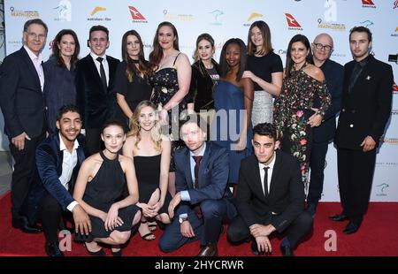 Kim Ledger, Sally Bell, Kate Ledger, Ashleigh Bell, Dakota Shapi bei der Ankunft in Australien im Film veranstaltet das jährliche Heath Ledger Scholarship Dinner 9. im Sunset Marquis Hotel Stockfoto