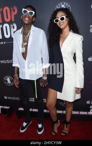 Wiz Khalifa und Izabela Guedes bei der Premiere von „Can't Stop, Won't Stop: A Bad Boy Story“ in der Writers Guild of America in Los Angeles, USA Stockfoto