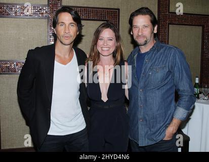 Michael Easton, Melissa Archer und Roger Howarth, die nur für eine Nacht mit Roger Howarth und Michael Easton im Embassy Suites by Hilton, Glendale, Los Angeles, ankommen Stockfoto