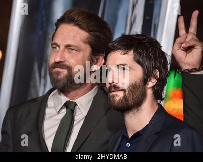 Gerald Butler und Jim Sturgess bei der „Geostorm“-Weltpremiere im TCL Chinese Theatre IMAX in Los Angeles, USA Stockfoto