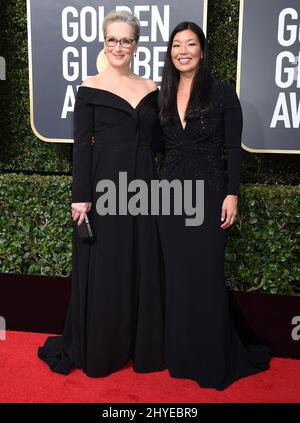 Meryl Streep, Ai-jen Poo, Metoo bei den jährlichen Golden Globe Awards 75., die am 7. Januar 2018 im Beverly Hilton Hotel in Beverly Hills, CA, verliehen wurden Stockfoto