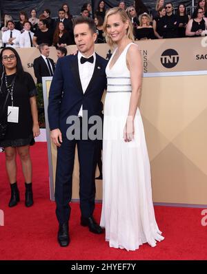 Sam Rockwell und Leslie BIBB nehmen an den Annual Screen Actors Guild Awards 24. im Shrine Exposition Center Teil Stockfoto