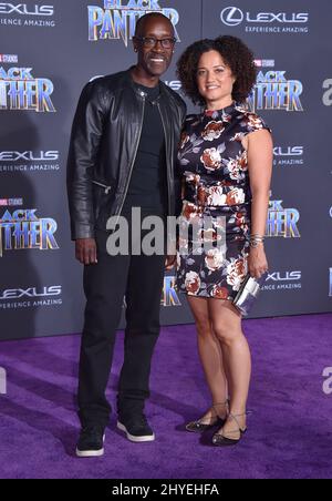 Don Cheadle und Bridgid Coulter bei der Premiere von „Black Panther“ im Dolby Theater am 29. Januar 2018 in Hollywood, USA. Stockfoto