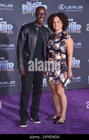 Don Cheadle und Bridgid Coulter bei der Premiere von „Black Panther“ im Dolby Theater am 29. Januar 2018 in Hollywood, USA. Stockfoto