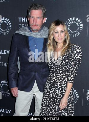 Thomas Haden Church & Sarah Jessica Parker am 8. Februar 2018 fand im Paley Center for Media ein Abend mit der Darsteller der „Scheidung“ statt Stockfoto