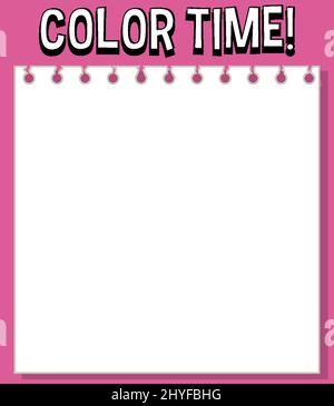 Arbeitsblätter Vorlage mit Farbdauer! Textdarstellung Stock Vektor