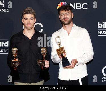 Andrew Taggart und Alex Pall von den Chainsmokers bei den Billboard Music Awards 2018, die am 20. Mai 2018 in der MGM Grand Garden Arena in Las Vegas, USA, verliehen wurden Stockfoto