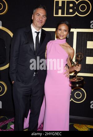 Thandie Newton und Ol Parker beim Primetime Emmy Awards Post Award 2018 von HBO, der am 17. September 2018 im Pacific Design Center in West Hollywood, USA, stattfand. Stockfoto