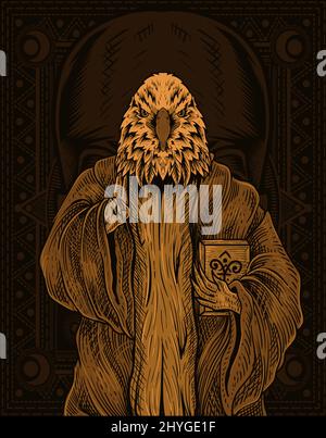 Illustration Adler satan mit Gravur Stock Vektor