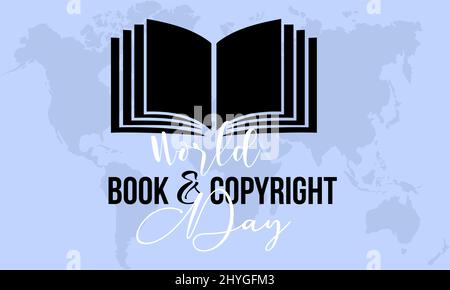 World Book and Copyright Day. Intellektuelle Vorlage für Banner, Karte, Poster, Hintergrund. Stock Vektor