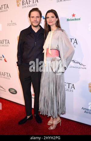 Daniel Bruhl und Felicitas Rombold treffen bei der BAFTA Los Angeles Tea Party ein, die am 5. Januar 2019 im Four Seasons Hotel Beverly Hills in Culver City, USA, stattfand. Stockfoto