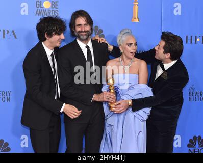 Anthony Rossomando, Andrew Wyatt, Lady Gaga und Mark Ronson bei den jährlichen Golden Globe Awards 76., die am 6. Januar 2019 im Beverly Hilton Hotel in Beverly Hills, CA, verliehen wurden. Stockfoto