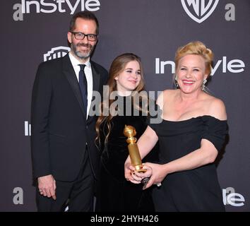 Eric White, Harlow Jane und Patricia Arquette bei der jährlichen InStyle und Warner Bros. Golden Globe 20. nach einer Party im Beverly Hilton Hotel am 6. Januar 2019 in Beverly Hills, CA. Stockfoto