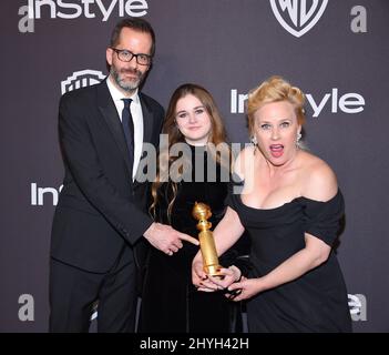 Eric White, Harlow Jane und Patricia Arquette bei der jährlichen InStyle und Warner Bros. Golden Globe 20. nach einer Party im Beverly Hilton Hotel am 6. Januar 2019 in Beverly Hills, CA. Stockfoto