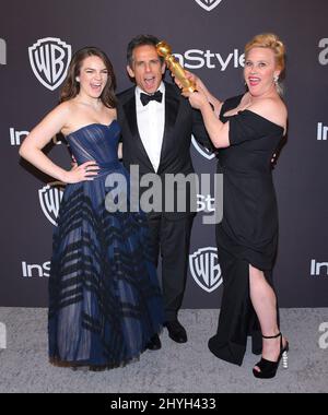 Ben Stiller, Ella Olivia Stiller und Patricia Arquette bei der 20. Annual InStyle and Warner Bros. Golden Globe nach einer Party im Beverly Hilton Hotel am 6. Januar 2019 in Beverly Hills, CA. Stockfoto