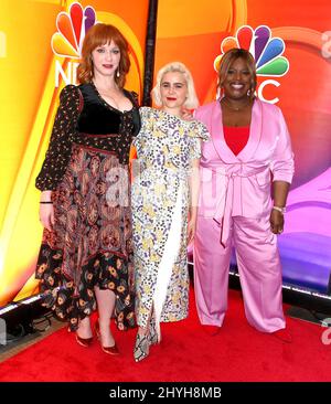 Christina Hendricks, Mae Whitman & Retta nahmen am Midseason Press Day von NBC Teil, der am 24. Januar 2019 im Four Seasons New York in New York City, NY, stattfand Stockfoto