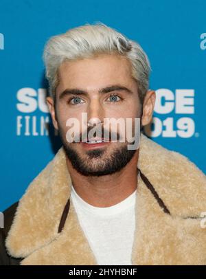 Zac Efron bei der Premiere von „Extremely Wicked, Shockingly Evil and Vile“ während des Sundance Film Festivals 2019, das am 26. Januar 2019 im Eccles Theatre in Park City, UT, stattfand. Stockfoto