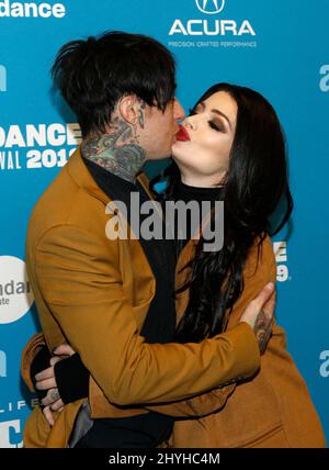 Ronnie Radke, Paige bei der Sondervorführung von „Fighting with My Family“ während des Sundance Film Festivals 2019, das am 28. Januar 2019 im Eccles Theatre in Park City stattfand. Stockfoto