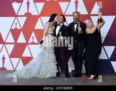 Elizabeth Chai Vasarhelyi, Jimmy Chin, Evan Hayes und Shannon Dill bei den „Annual Academy Awards 91.“ - Presseraum im Dolby Theater Stockfoto
