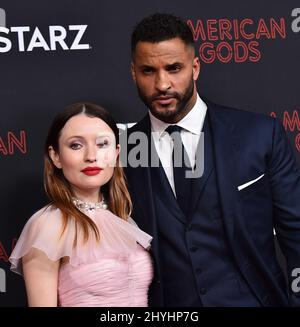 Emily Browning und Ricky Whittle kommen zur Premiere der STARZ 'American Gods' Saison 2 im Ace Hotel am 05. März 2019 in Los Angeles Stockfoto