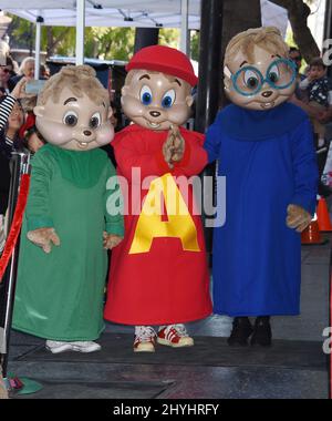 Alvin, Simon und Theodore von den Chipmunks bei der Alvin and the Chipmunks Star Ceremony auf dem Hollywood Walk of Fame Stockfoto