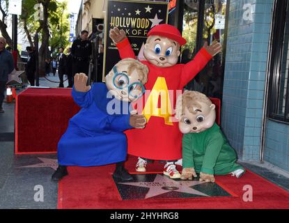 Alvin, Simon und Theodore von den Chipmunks bei der Alvin and the Chipmunks Star Ceremony auf dem Hollywood Walk of Fame Stockfoto