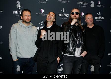 Corey Britz, Gavin Rossdale, Chris Traynor, Robin Goodridge von B bei BUSH Kick Off Grand Opening Weekend at the Barbershop Cuts & Cocktails in the Cosmopolitan am 15. März 2019 in Las Vegas, NV. Stockfoto