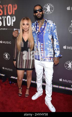 Nipsey hussle alias Ermias Ashgedom wurde am 31. März 2019 bei einer Schießerei vor seinem Marathon-Bekleidungsgeschäft in Los Angeles, ca., getötet. Stockfoto
