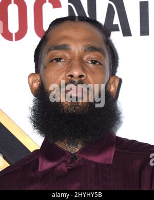 Nipsey hussle alias Ermias Ashgedom wurde am 31. März 2019 bei einer Schießerei vor seinem Marathon-Bekleidungsgeschäft in Los Angeles, ca., getötet. Stockfoto