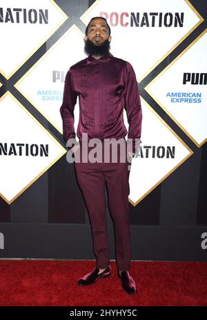 Nipsey hussle alias Ermias Ashgedom wurde am 31. März 2019 bei einer Schießerei vor seinem Marathon-Bekleidungsgeschäft in Los Angeles, ca., getötet. Stockfoto
