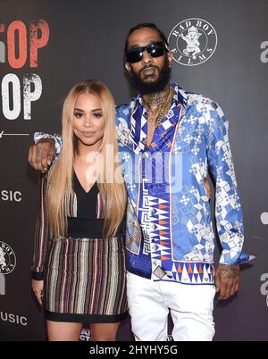Nipsey hussle alias Ermias Ashgedom wurde am 31. März 2019 bei einer Schießerei vor seinem Marathon-Bekleidungsgeschäft in Los Angeles, ca., getötet. Stockfoto