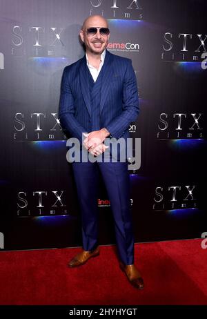 Pitbull bei der STXfilms-Präsentation „The State of the Industry: Past, Present and Future“, die am 2. April 2019 im Caesars Palace in Las Vegas, NV, stattfand. Stockfoto