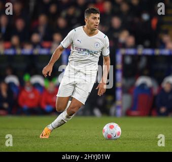 London, Großbritannien. 14. März 2022. 14. März 2022 - Crystal Palace gegen Manchester City - Premier League - Selhurst Park Rodri während des Premier League-Spiels im Selhurst Park. Bildnachweis: Kredit: Mark Pain/Alamy Live Nachrichten Stockfoto