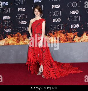 Rose Leslie nimmt an der Weltpremiere „Game of Thrones“ in der Radio City Music Hall am 3. April 2019 in New York City Teil. Stockfoto