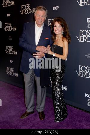 Susan Lucci und Ehemann Helmut Huber nahmen an der FX-Premiere „Fosse/Verdon“ Teil, die am 8. April 2019 im Gerald Schoenfeld Theatre in New York City, NY, stattfand Stockfoto