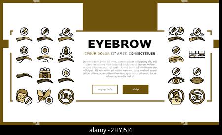 Augenbraue Tattoo Schönheit Verfahren Landung Header Vektor Stock Vektor