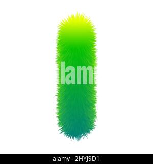 Buchstabe i flauschiges Fell, Textur dekorative grüne Alphabet Großbuchstaben. Vektorgrafik Design isoliert Stock Vektor