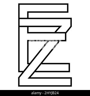 Logo-Zeichen, EZ ze icon nft ez interlaced letters e z Stock Vektor