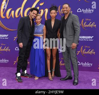 Trey Smith, Jada Pinkett Smith, Willow Smith und will Smith kommen zur „Aladdin“-Weltpremiere am 21. Mai 2019 im El Capitan Theatre in Hollywood, CA, an. Stockfoto