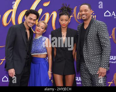 Trey Smith, Jada Pinkett Smith, Willow Smith und will Smith kommen zur „Aladdin“-Weltpremiere am 21. Mai 2019 im El Capitan Theatre in Hollywood, CA, an. Stockfoto