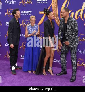 Trey Smith, Jada Pinkett Smith, Willow Smith und will Smith kommen zur „Aladdin“-Weltpremiere am 21. Mai 2019 im El Capitan Theatre in Hollywood, CA, an. Stockfoto