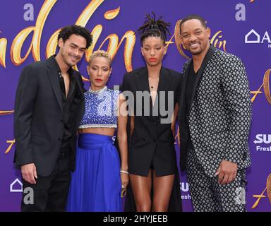 Trey Smith, Jada Pinkett Smith, Willow Smith und will Smith kommen zur „Aladdin“-Weltpremiere am 21. Mai 2019 im El Capitan Theatre in Hollywood, CA, an. Stockfoto