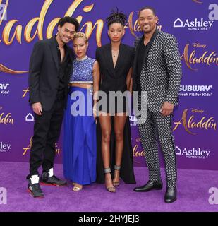 Trey Smith, Jada Pinkett Smith, Willow Smith und will Smith kommen zur „Aladdin“-Weltpremiere am 21. Mai 2019 im El Capitan Theatre in Hollywood, CA, an. Stockfoto